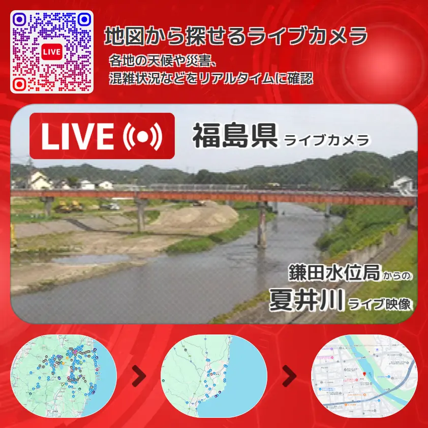 福島県 「夏井川」ライブ映像(鎌田水位局 設置カメラ) ライブカメラ 監視カメラ