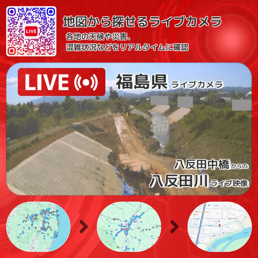 福島県 「八反田川」ライブ映像(八反田中橋 設置カメラ) ライブカメラ 監視カメラ