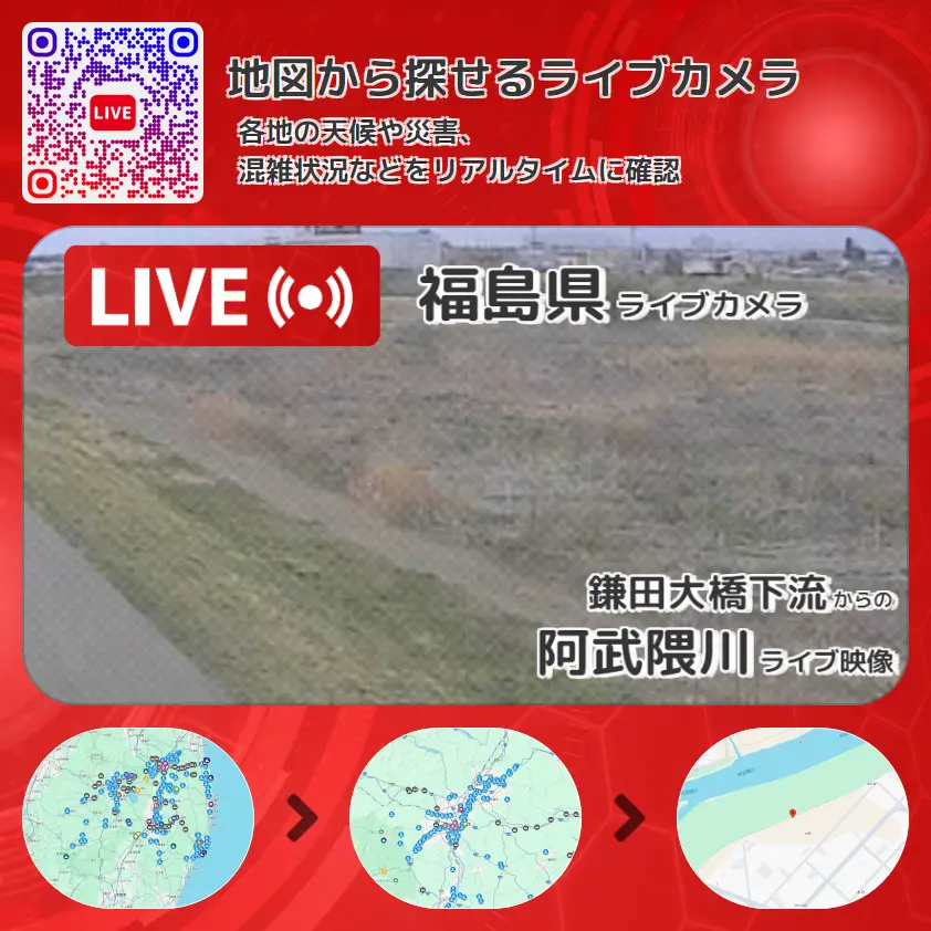 福島県 「阿武隈川」ライブ映像(鎌田大橋下流 設置カメラ) ライブカメラ 監視カメラ