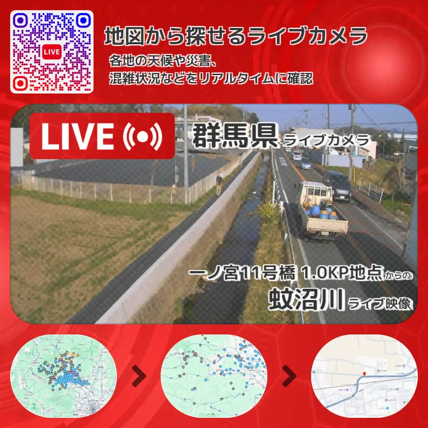群馬県 「蚊沼川」ライブ映像(一ノ宮11号橋 1.0KP地点 設置カメラ) ライブカメラ 監視カメラ