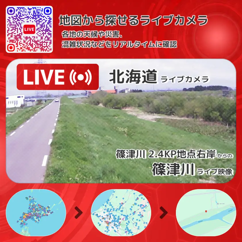 北海道 「篠津川」ライブ映像(篠津川 2.4KP地点右岸 設置カメラ) ライブカメラ 監視カメラ