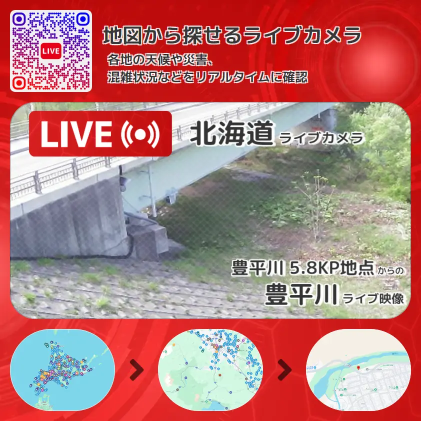 北海道 「豊平川」ライブ映像(豊平川 5.8KP地点 設置カメラ) ライブカメラ 監視カメラ