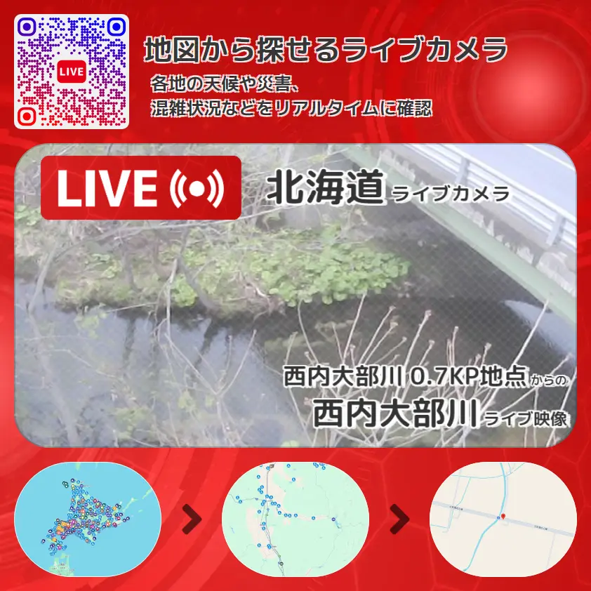 北海道 「西内大部川」ライブ映像(西内大部川 0.7KP地点 設置カメラ) ライブカメラ 監視カメラ