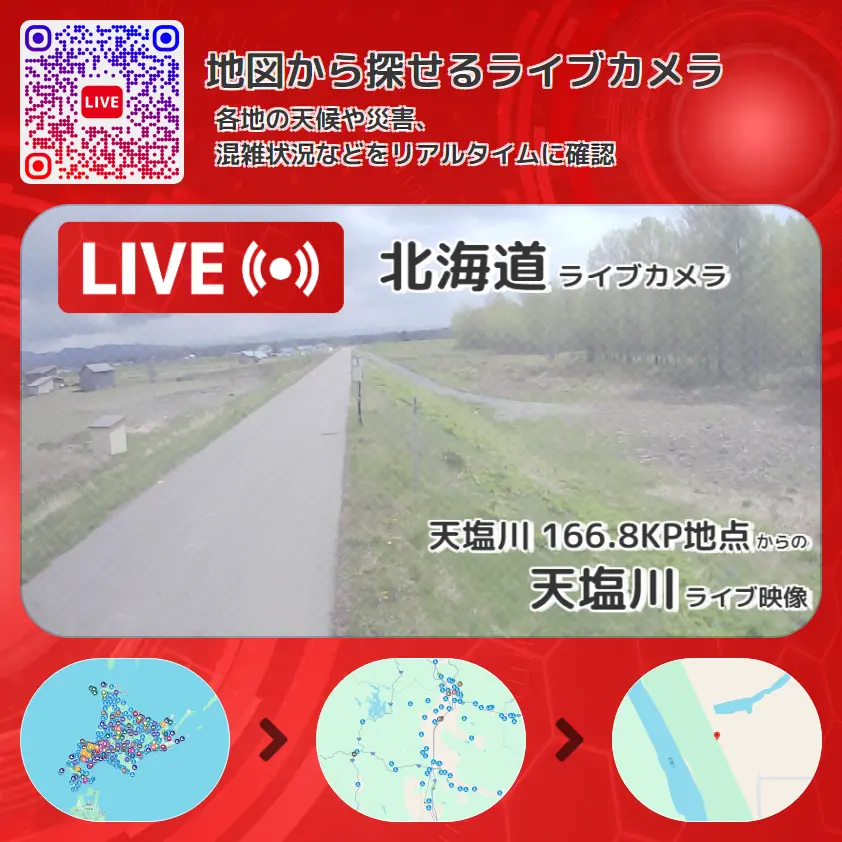 北海道 「天塩川」ライブ映像(天塩川 166.8KP地点 設置カメラ) ライブカメラ 監視カメラ