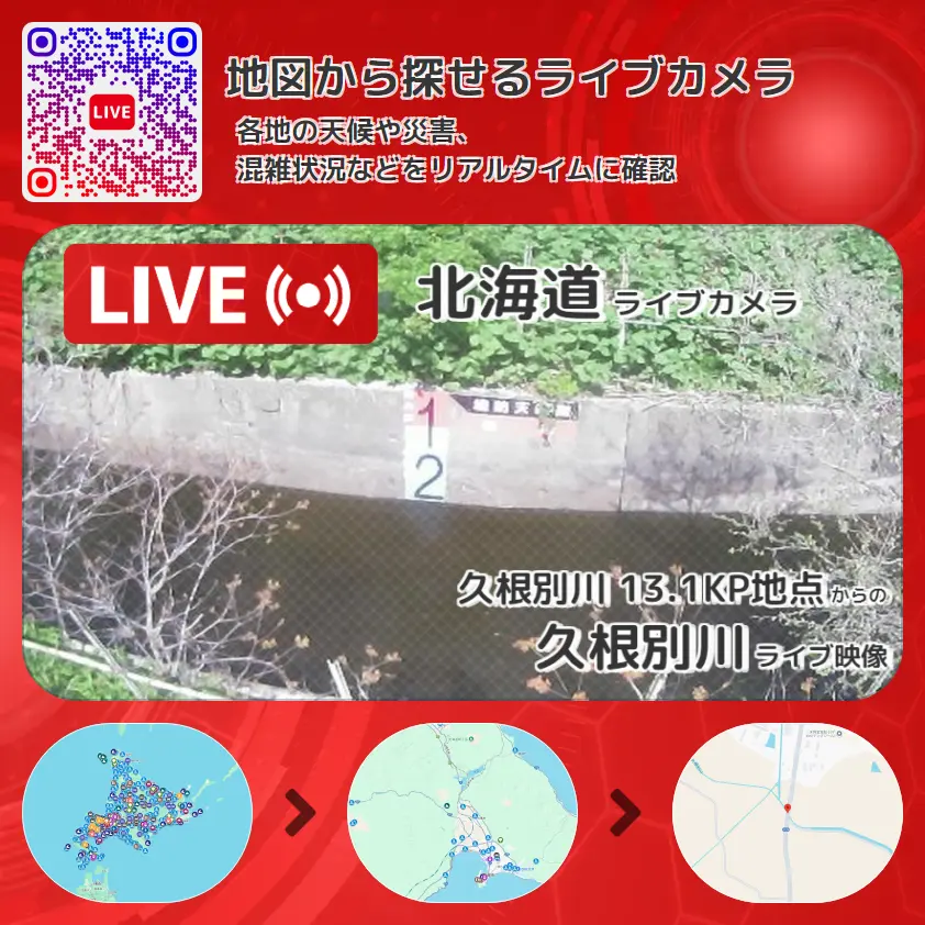 北海道 「久根別川」ライブ映像(久根別川 13.1KP地点 設置カメラ) ライブカメラ 監視カメラ