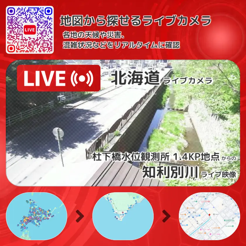 北海道 「知利別川」ライブ映像(杜下橋水位観測所 1.4KP地点 設置カメラ) ライブカメラ 監視カメラ