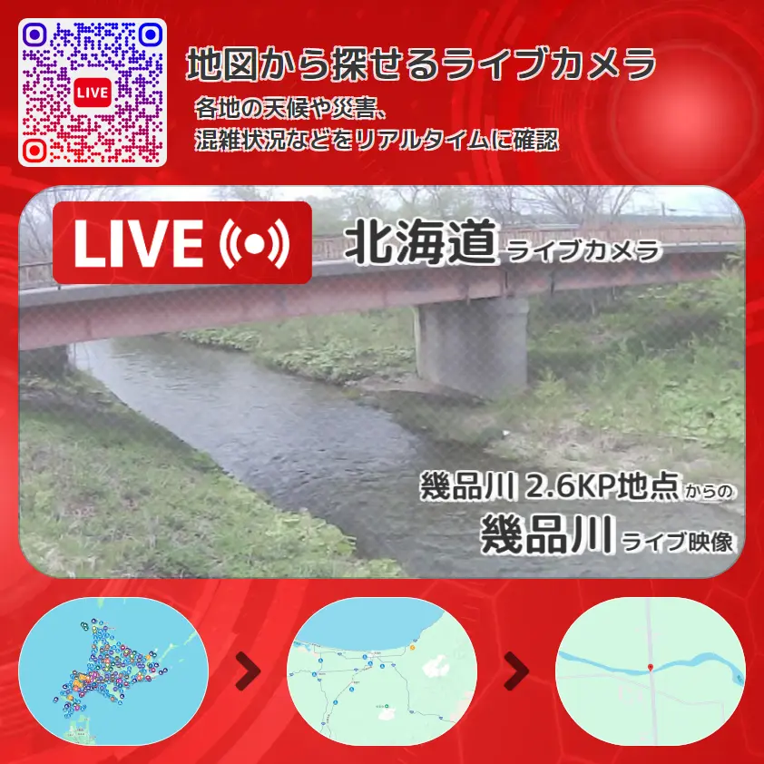 北海道 「幾品川」ライブ映像(幾品川 2.6KP地点 設置カメラ) ライブカメラ 監視カメラ