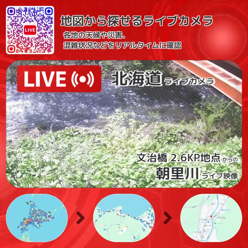 北海道 「朝里川」ライブ映像(文治橋 2.6KP地点 設置カメラ) ライブカメラ 監視カメラ
