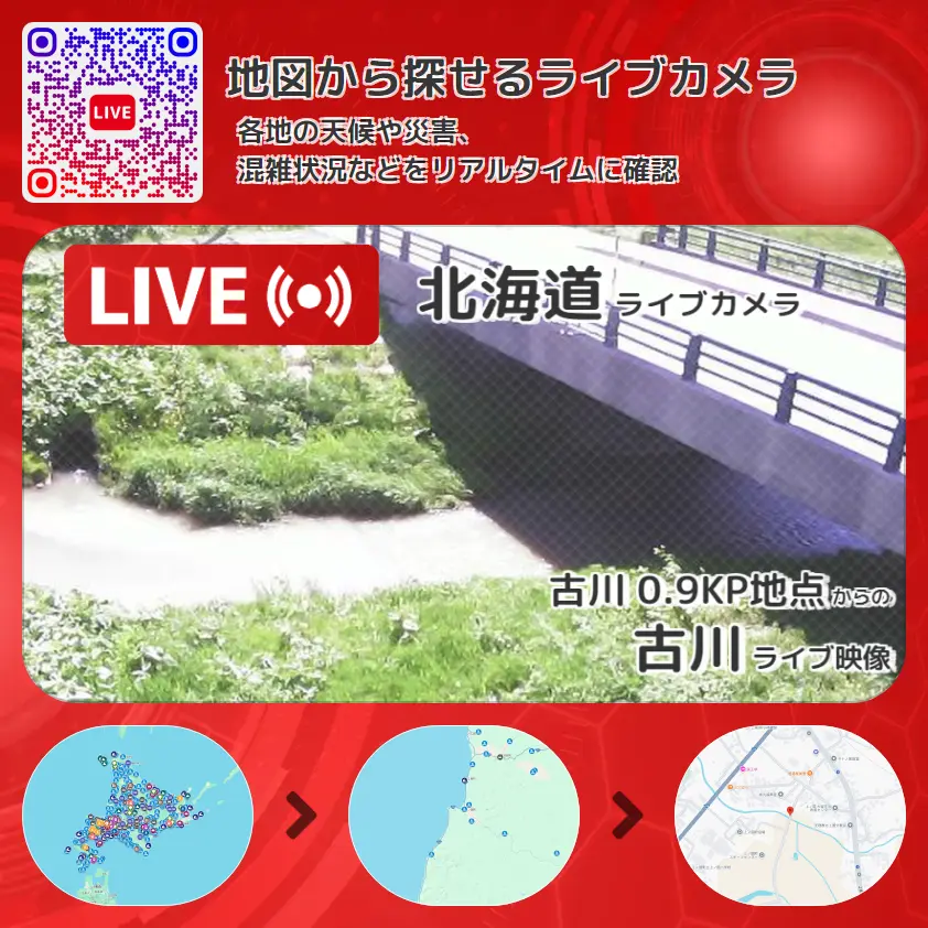 北海道 「古川」ライブ映像(古川 0.9KP地点 設置カメラ) ライブカメラ 監視カメラ