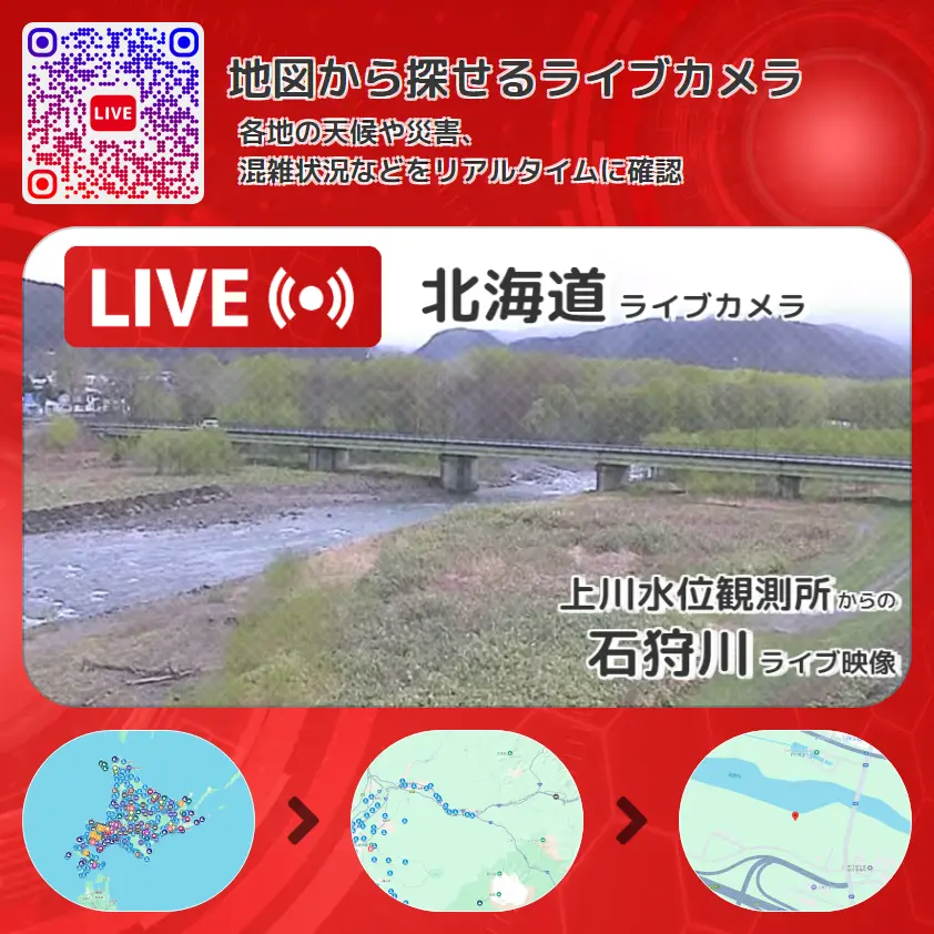 北海道 「石狩川」ライブ映像(上川水位観測所 設置カメラ) ライブカメラ 監視カメラ