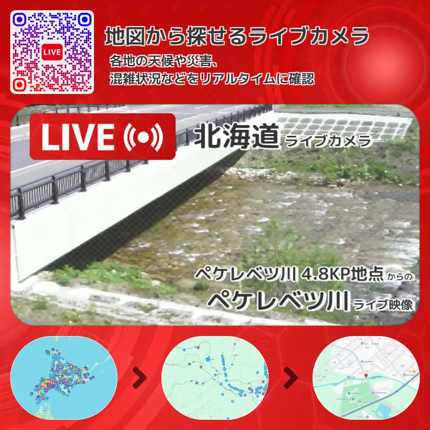 北海道 「ペケレベツ川」ライブ映像(ペケレベツ川 4.8KP地点 設置カメラ) ライブカメラ 監視カメラ