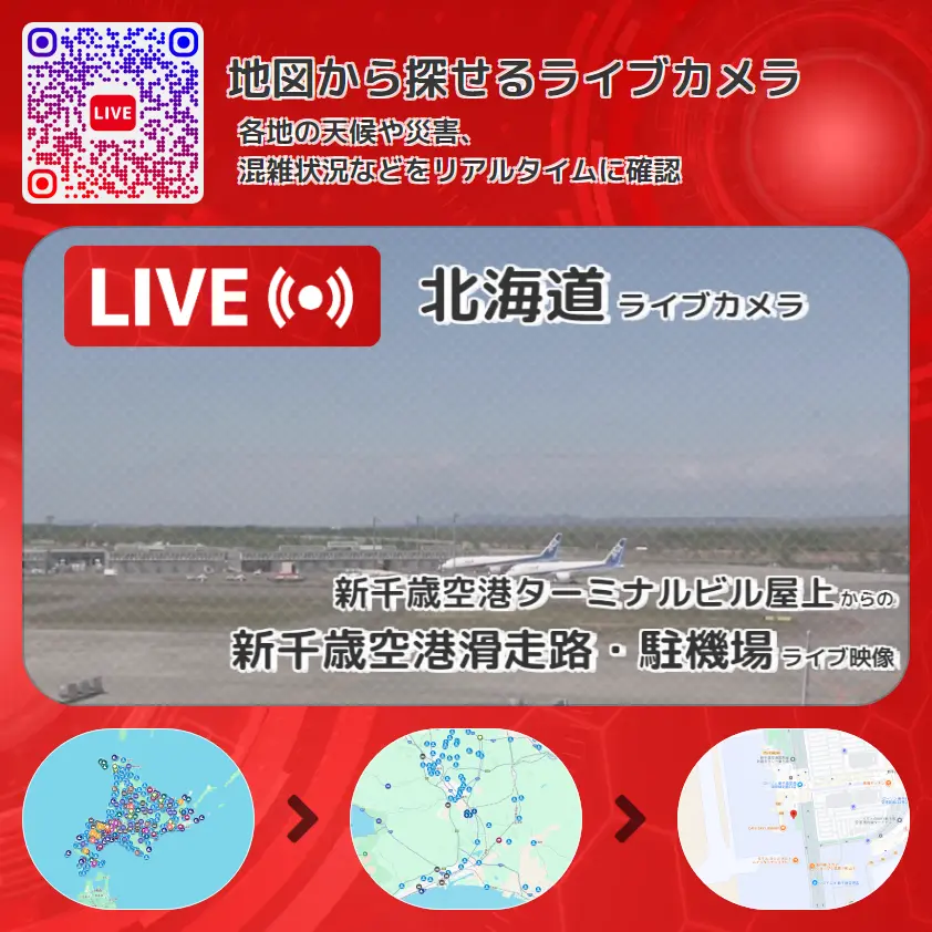 北海道 「新千歳空港滑走路・駐機場」ライブ映像(新千歳空港ターミナルビル屋上 設置カメラ) ライブカメラ 監視カメラ