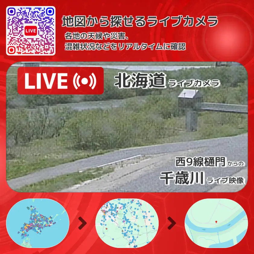 北海道 「千歳川」ライブ映像(西9線樋門 設置カメラ) ライブカメラ 監視カメラ