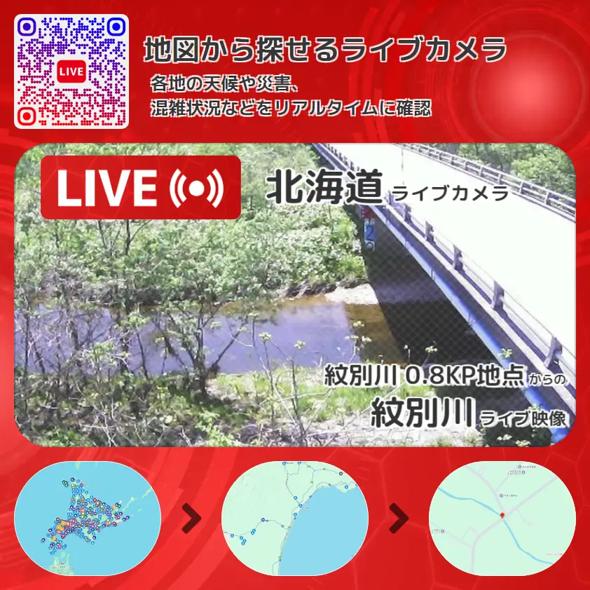 北海道 「紋別川」ライブ映像(紋別川 0.8KP地点 設置カメラ) ライブカメラ 監視カメラ