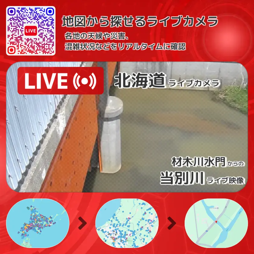 北海道 「当別川」ライブ映像(材木川水門 設置カメラ) ライブカメラ 監視カメラ
