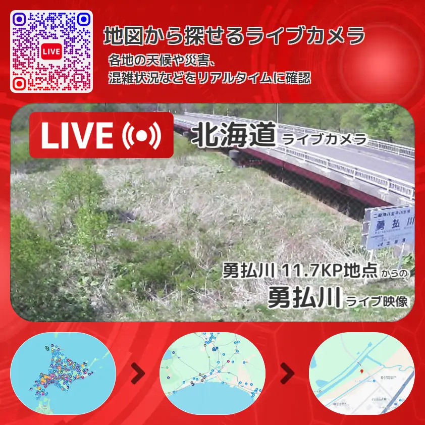 北海道 「勇払川」ライブ映像(勇払川 11.7KP地点 設置カメラ) ライブカメラ 監視カメラ