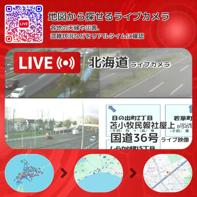 北海道 「国道36号」ライブ映像(苫小牧民報社屋上 設置カメラ) ライブカメラ 監視カメラ