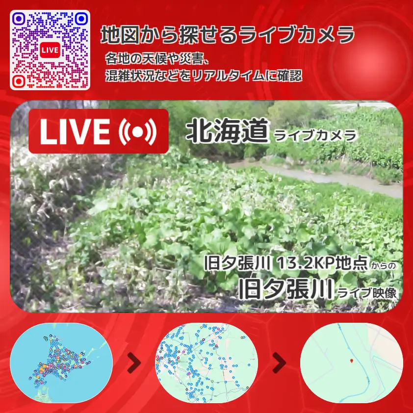 北海道 「旧夕張川」ライブ映像(旧夕張川 13.2KP地点 設置カメラ) ライブカメラ 監視カメラ