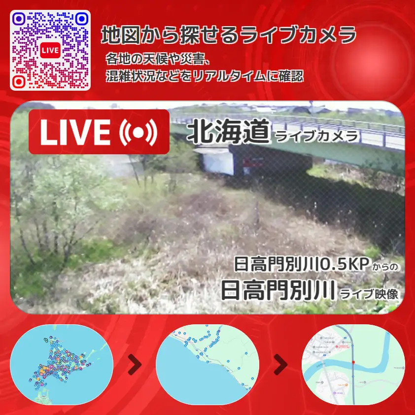北海道 「日高門別川」ライブ映像(日高門別川0.5KP 設置カメラ) ライブカメラ 監視カメラ