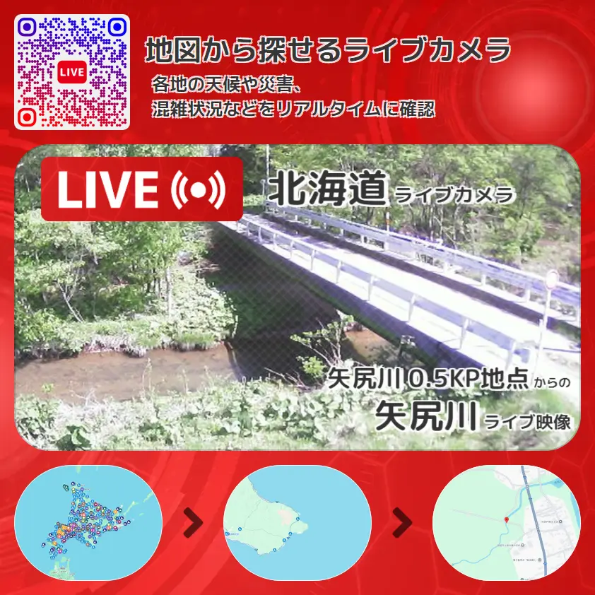 北海道 「矢尻川」ライブ映像(矢尻川 0.5KP地点 設置カメラ) ライブカメラ 監視カメラ