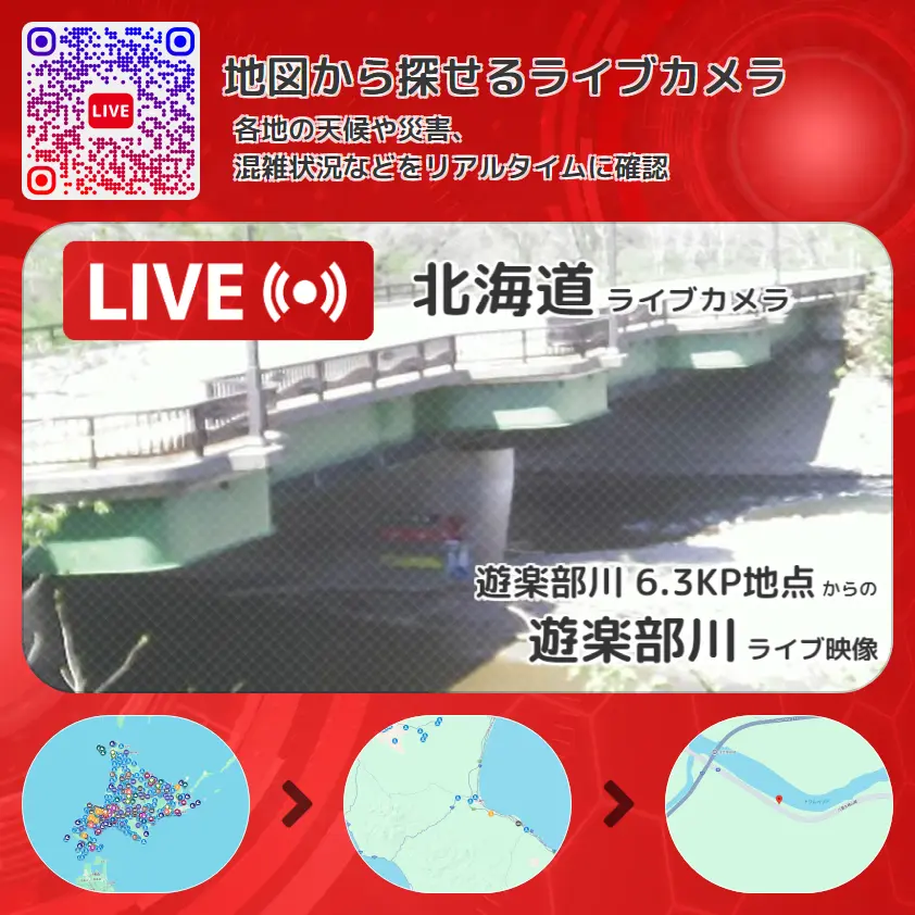 北海道 「遊楽部川」ライブ映像(遊楽部川 6.3KP地点 設置カメラ) ライブカメラ 監視カメラ