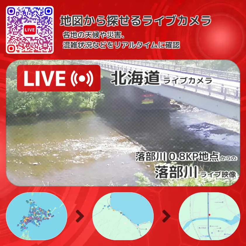 北海道 「落部川」ライブ映像(落部川 0.8KP地点 設置カメラ) ライブカメラ 監視カメラ