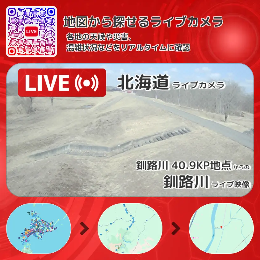 北海道 「釧路川」ライブ映像(釧路川 40.9KP地点 設置カメラ) ライブカメラ 監視カメラ