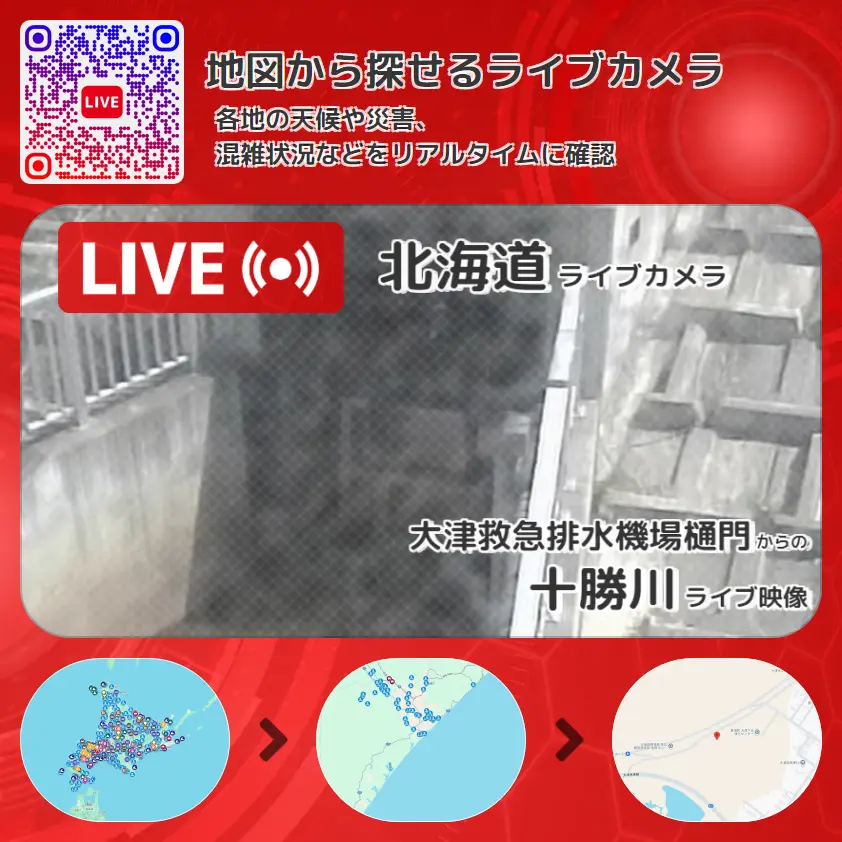 北海道 「十勝川」ライブ映像(大津救急排水機場樋門 設置カメラ) ライブカメラ 監視カメラ