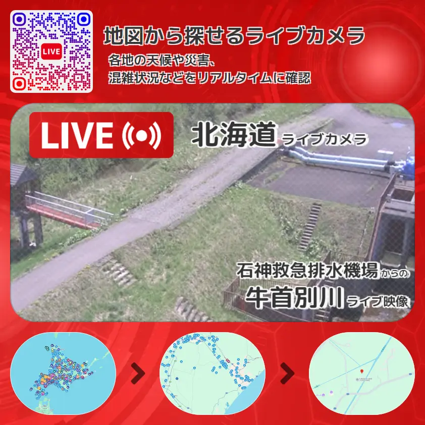 北海道 「牛首別川」ライブ映像(石神救急排水機場 設置カメラ) ライブカメラ 監視カメラ