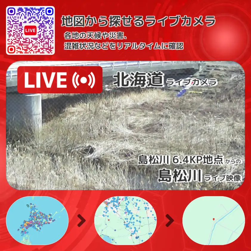 北海道 「島松川」ライブ映像(島松川 6.4KP地点 設置カメラ) ライブカメラ 監視カメラ