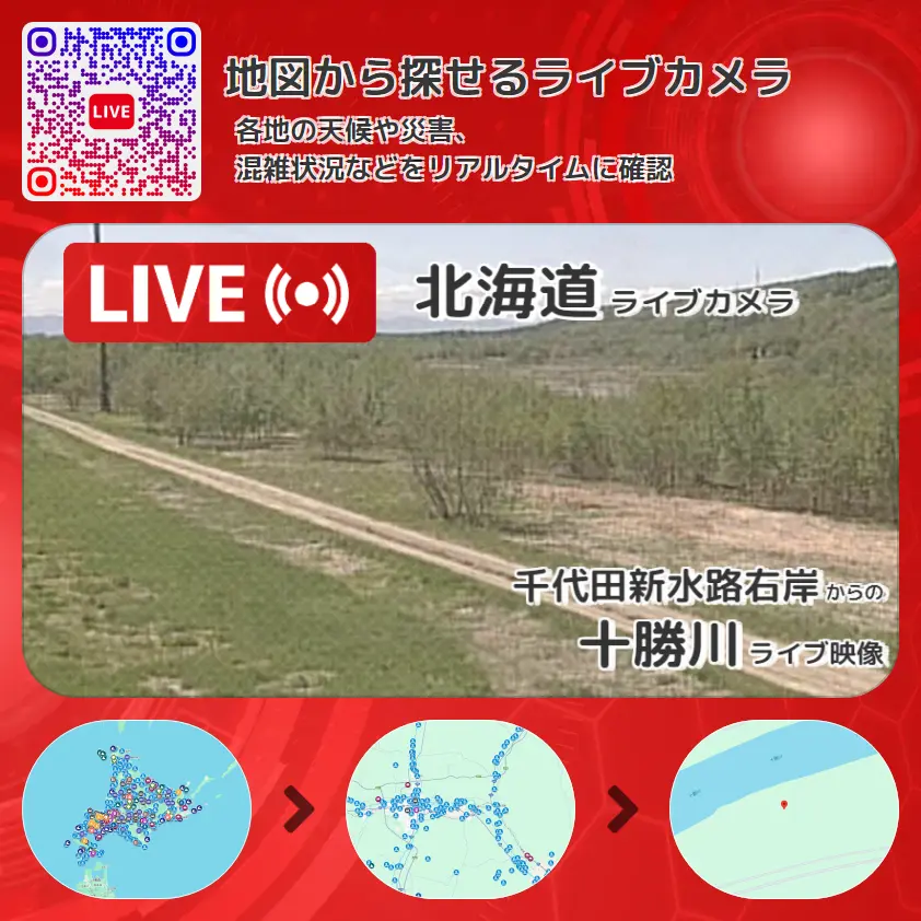 北海道 「十勝川」ライブ映像(千代田新水路右岸 設置カメラ) ライブカメラ 監視カメラ