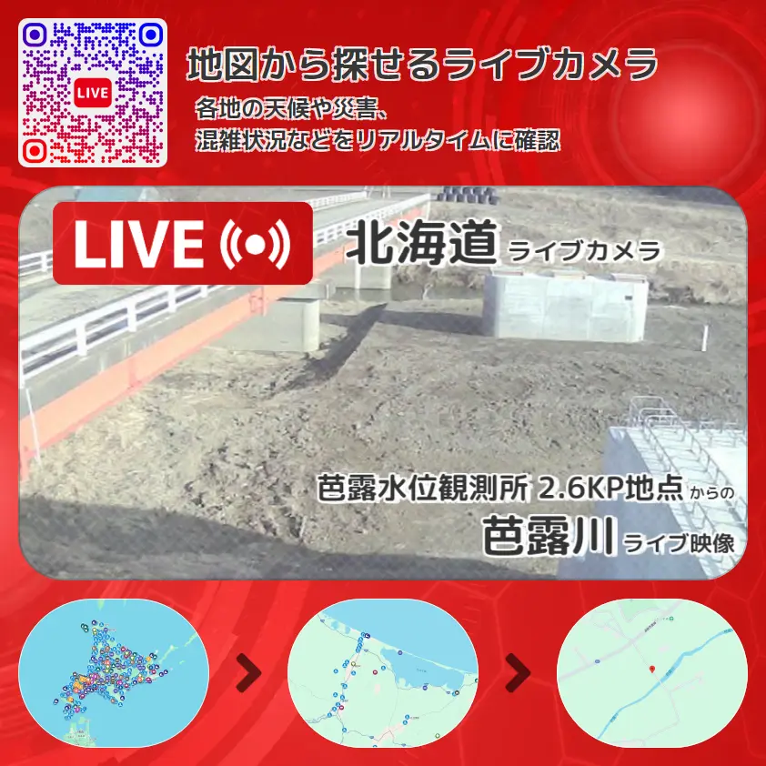 北海道 「芭露川」ライブ映像(芭露水位観測所 2.6KP地点 設置カメラ) ライブカメラ 監視カメラ