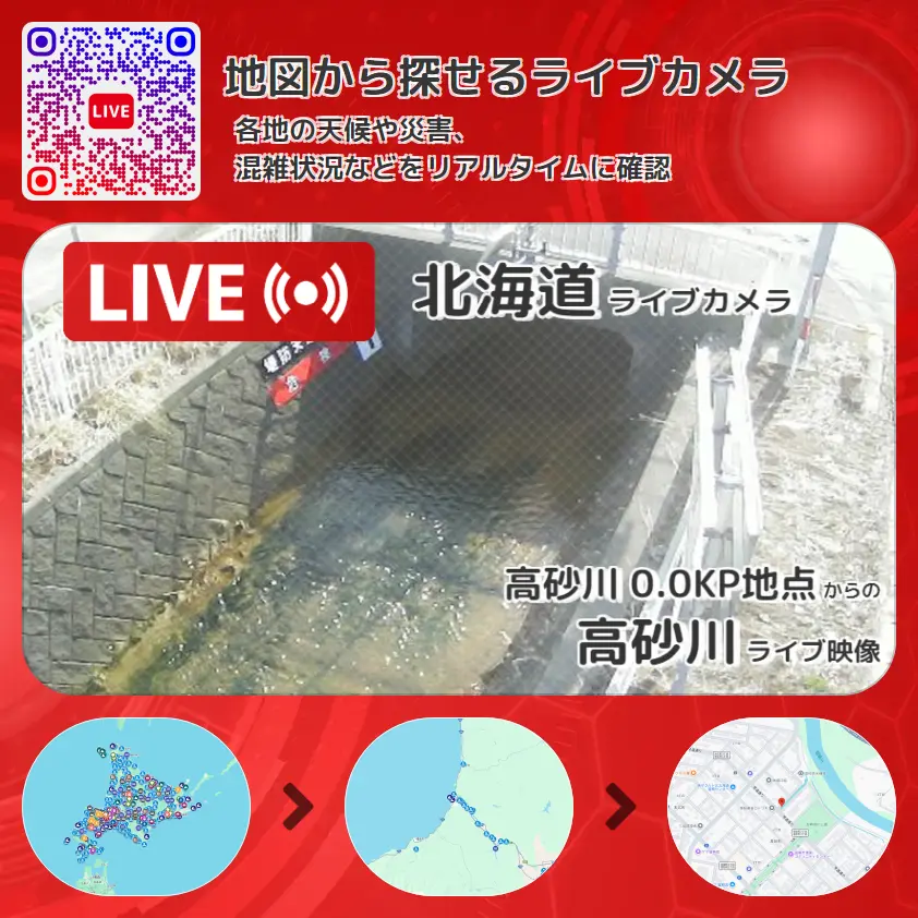 北海道 「高砂川」ライブ映像(高砂川 0.0KP地点 設置カメラ) ライブカメラ 監視カメラ