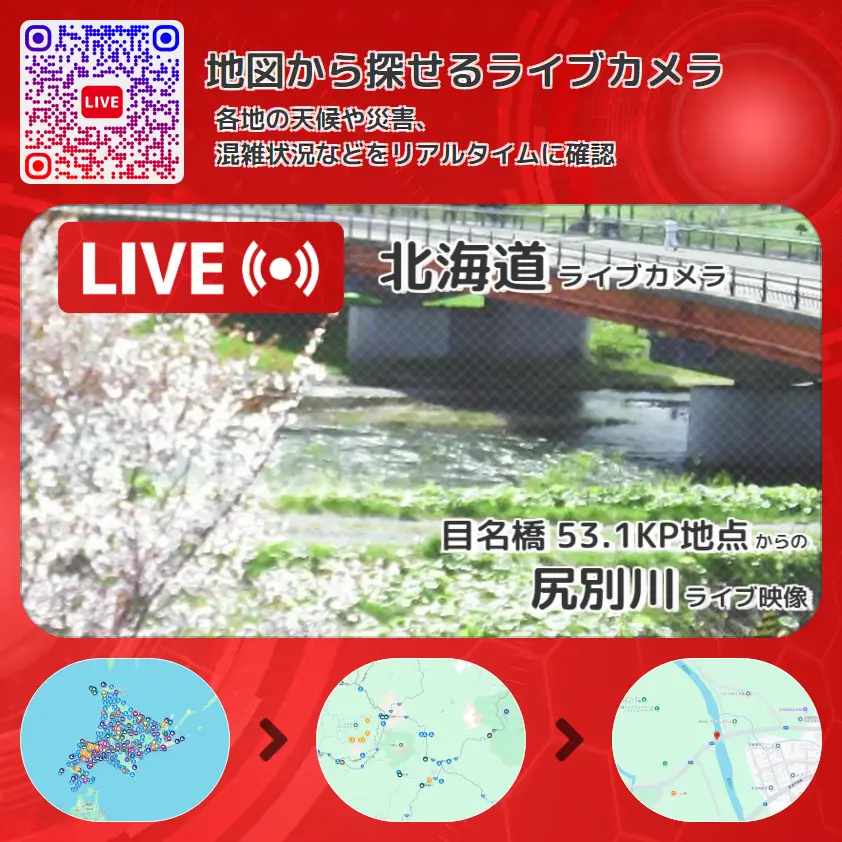 北海道 「尻別川」ライブ映像(目名橋 53.1KP地点 設置カメラ) ライブカメラ 監視カメラ