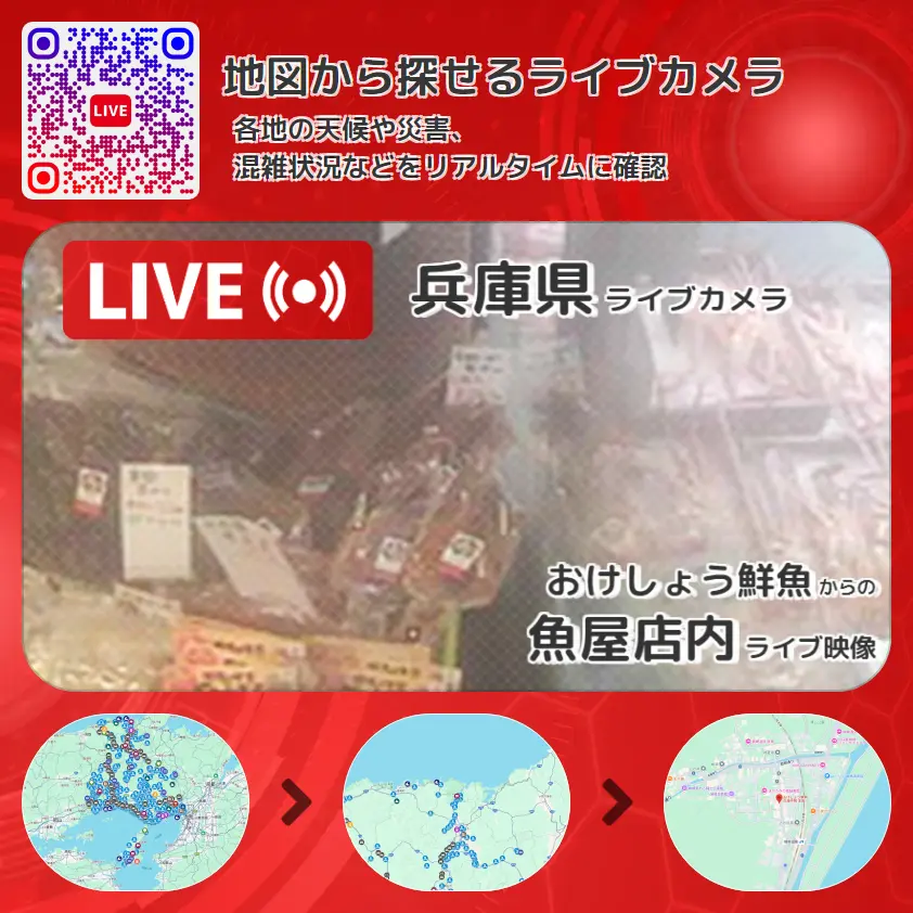 兵庫県 「魚屋店内」ライブ映像（おけしょう鮮魚 設置カメラ） ライブカメラ 監視カメラ