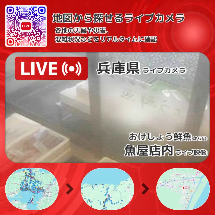 兵庫県 「魚屋店内」ライブ映像（おけしょう鮮魚 設置カメラ） ライブカメラ 監視カメラ