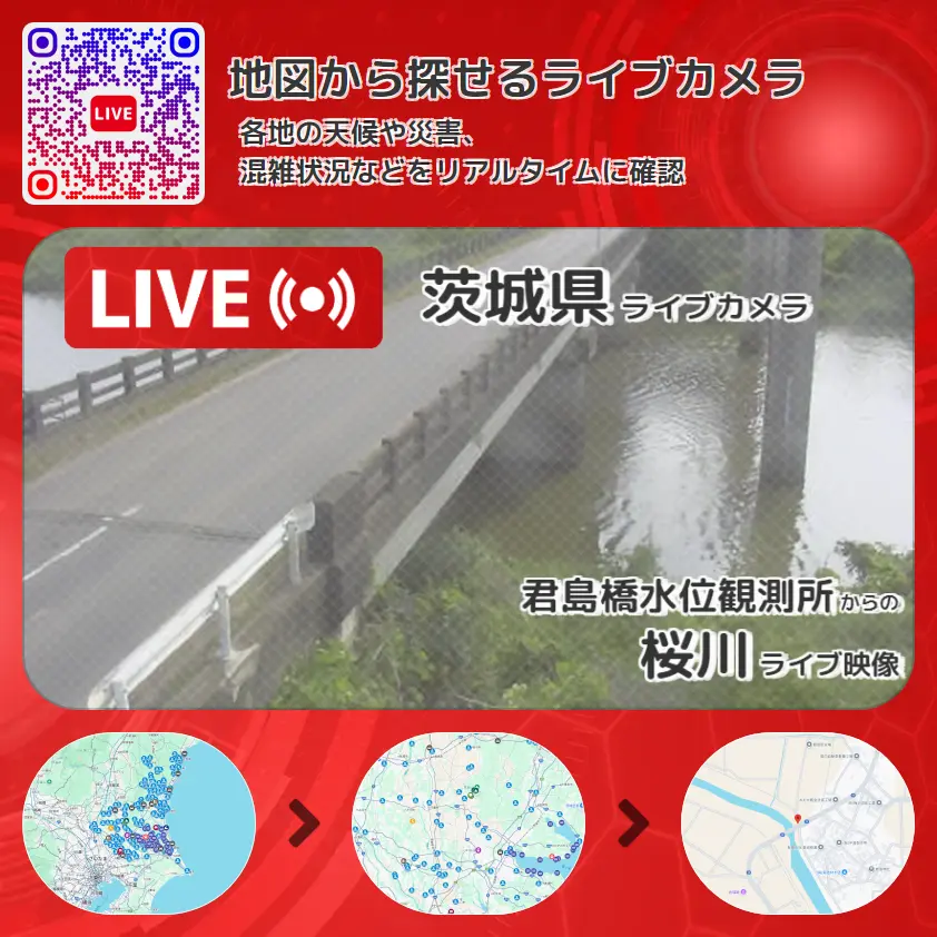 茨城県 「桜川」ライブ映像(君島橋水位観測所 設置カメラ) ライブカメラ 監視カメラ