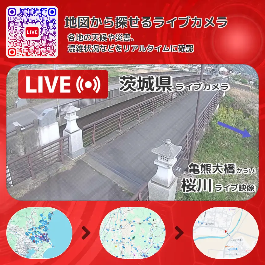 茨城県 「桜川」ライブ映像(亀熊大橋 設置カメラ) ライブカメラ 監視カメラ