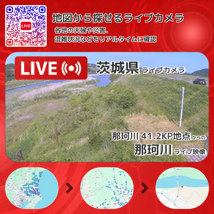 茨城県 「那珂川」ライブ映像(那珂川 41.2KP地点 設置カメラ) ライブカメラ 監視カメラ
