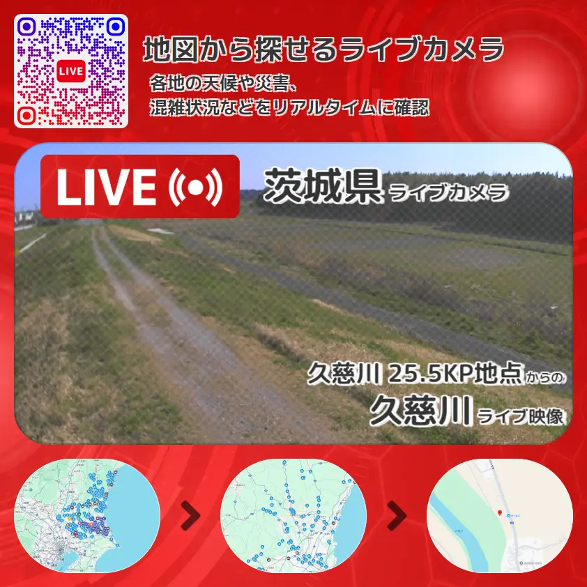 茨城県 「久慈川」ライブ映像(久慈川 25.5KP地点 設置カメラ) ライブカメラ 監視カメラ