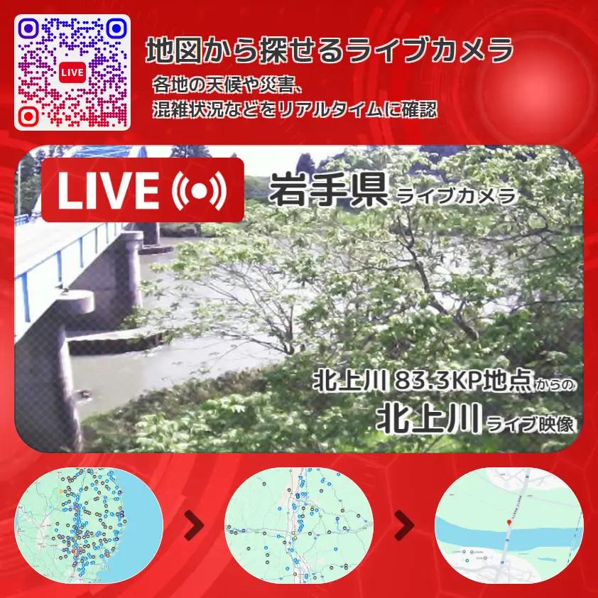 岩手県 「北上川」ライブ映像(北上川 83.3KP地点 設置カメラ) ライブカメラ 監視カメラ