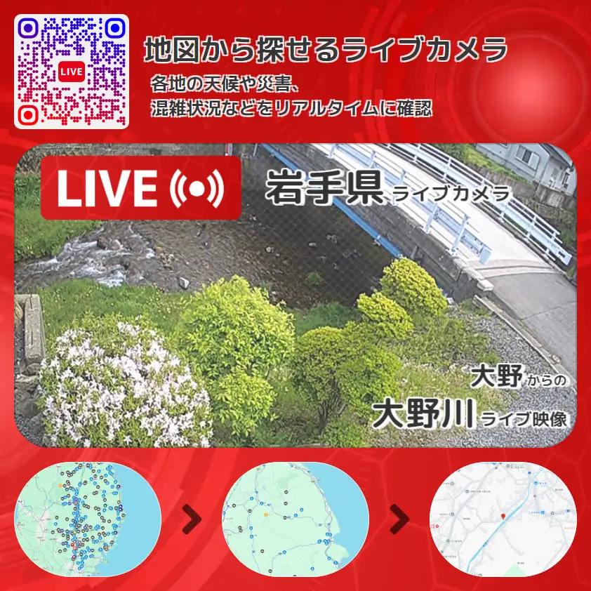 岩手県 「大野川」ライブ映像(大野 設置カメラ) ライブカメラ 監視カメラ