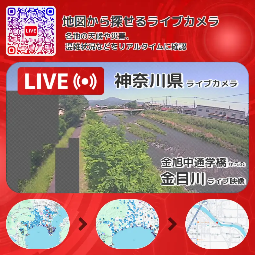 神奈川県 「金目川」ライブ映像(金旭中通学橋 設置カメラ) ライブカメラ 監視カメラ