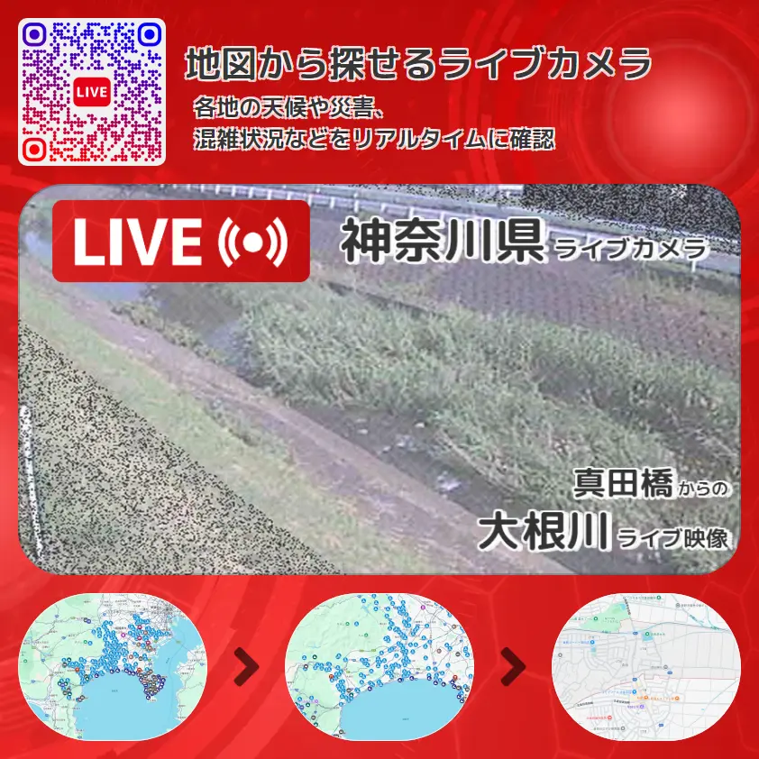 神奈川県 「大根川」ライブ映像(真田橋 設置カメラ) ライブカメラ 監視カメラ