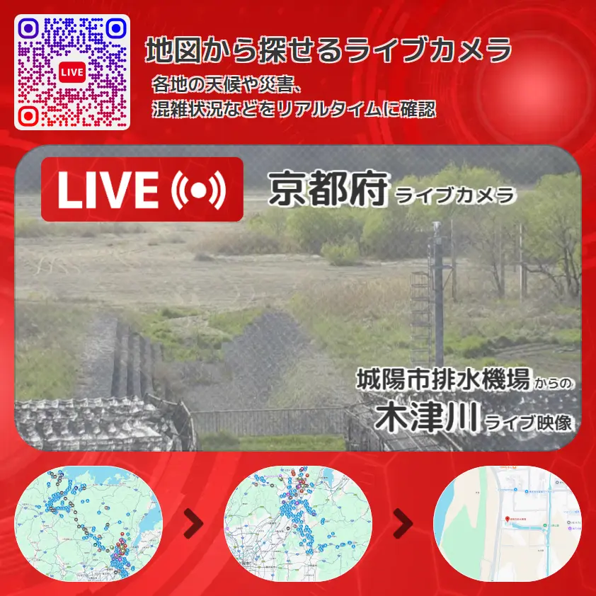 京都府 「木津川」ライブ映像(城陽市排水機場 設置カメラ) ライブカメラ 監視カメラ