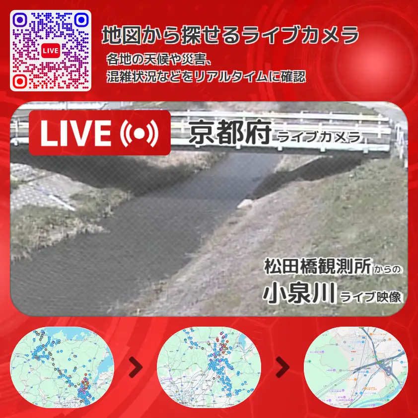 京都府 「小泉川」ライブ映像(松田橋観測所 設置カメラ) ライブカメラ 監視カメラ