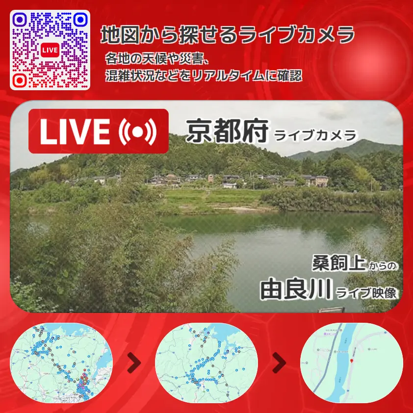 京都府 「由良川」ライブ映像(桑飼上 設置カメラ) ライブカメラ 監視カメラ