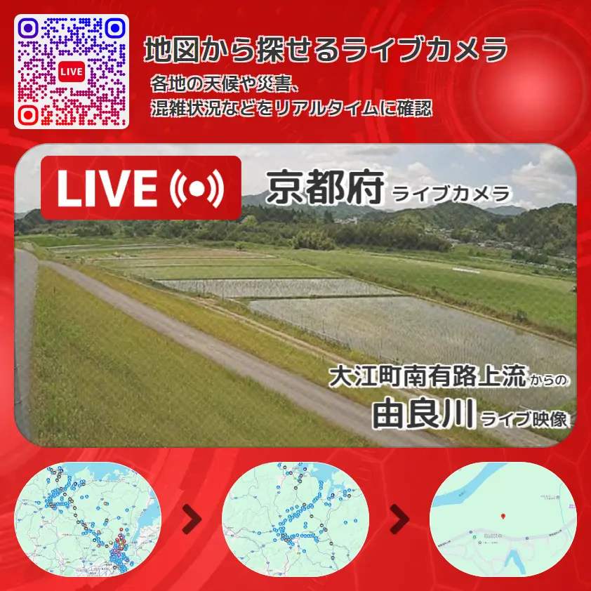 京都府 「由良川」ライブ映像(大江町南有路上流 設置カメラ) ライブカメラ 監視カメラ