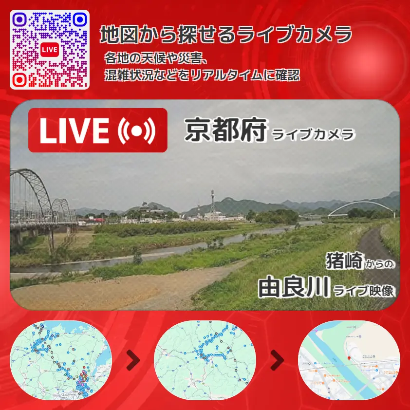 京都府 「由良川」ライブ映像(猪崎 設置カメラ) ライブカメラ 監視カメラ