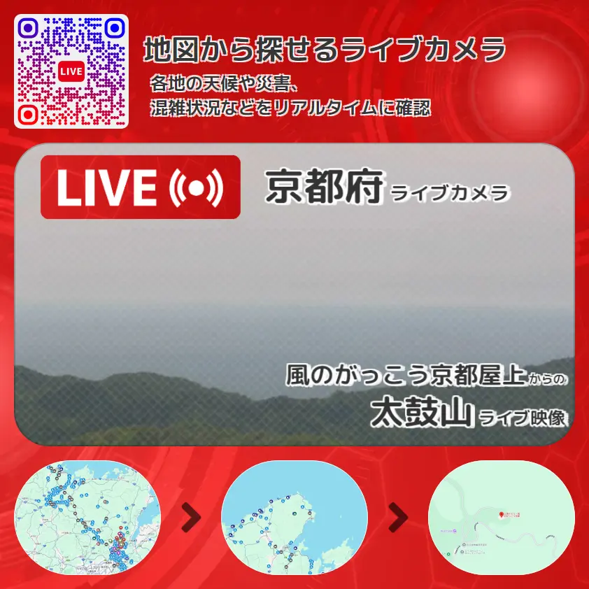 京都府 「太鼓山」ライブ映像（風のがっこう京都屋上 設置カメラ） ライブカメラ 監視カメラ